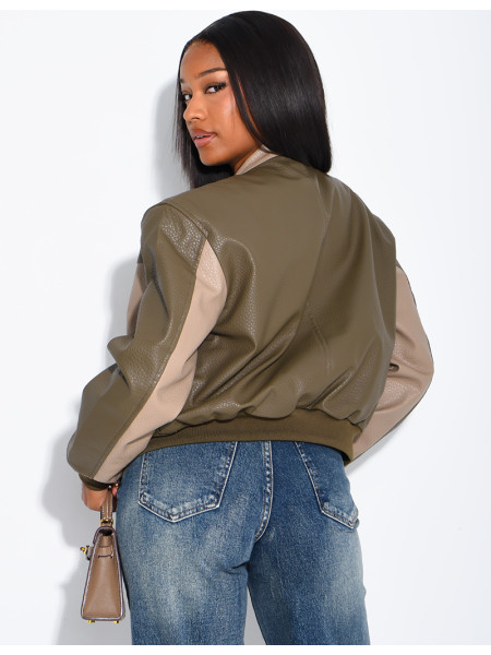 Veste en similicuir bi-color