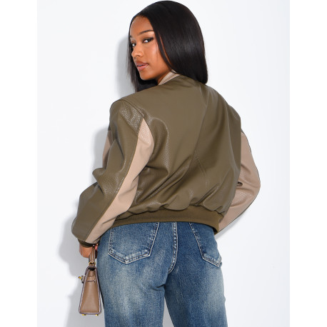 Veste en similicuir bi-color