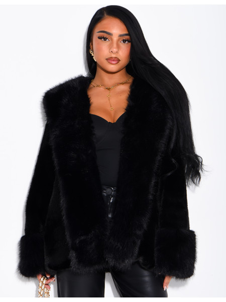 Soft faux fur cropped jacket