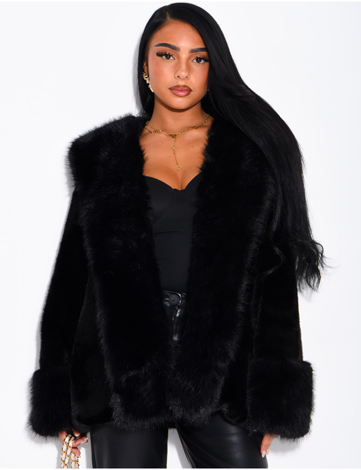Soft faux fur cropped jacket