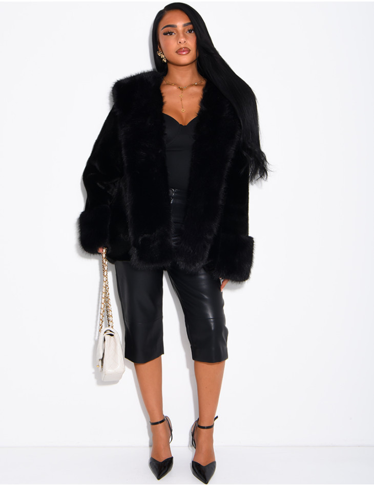 Soft faux fur cropped jacket