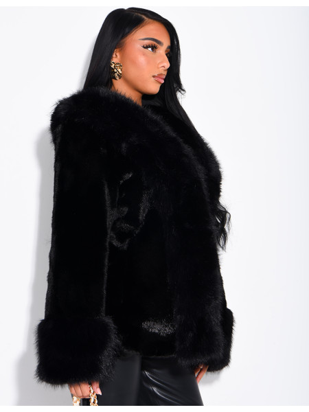 Soft faux fur cropped jacket