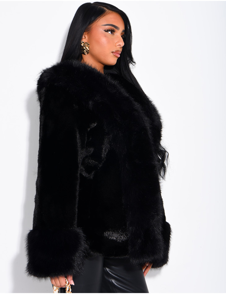 Soft faux fur cropped jacket