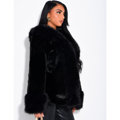Soft faux fur cropped jacket