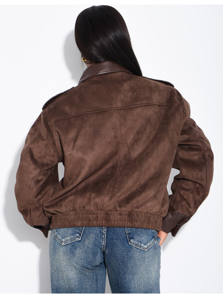 Jacke aus Wildlederimitat und Kunstleder