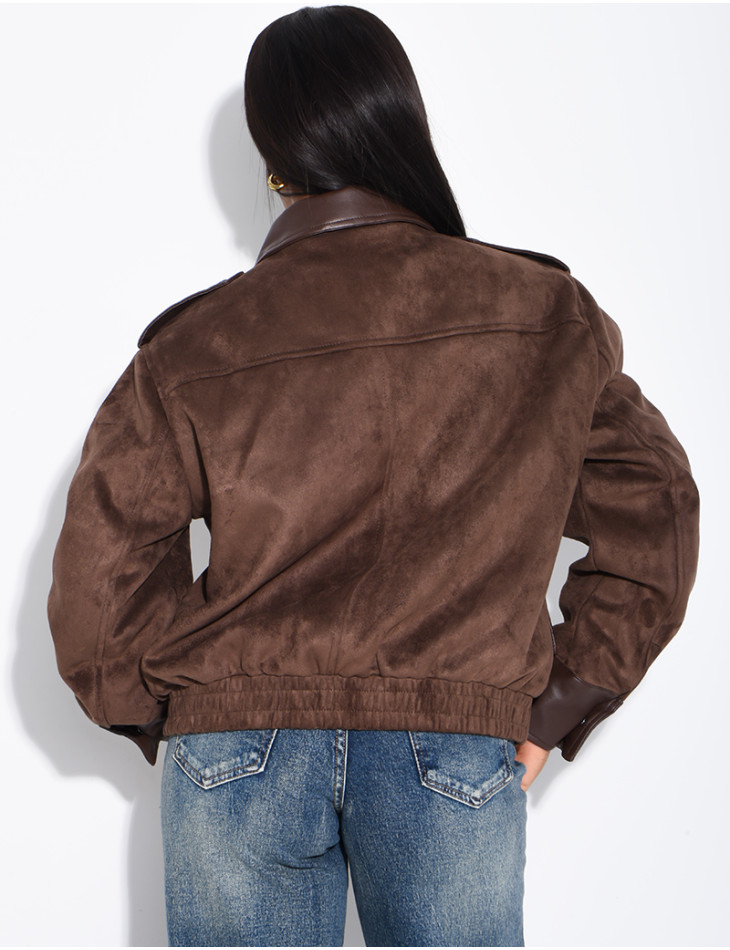 Jacke aus Wildlederimitat und Kunstleder