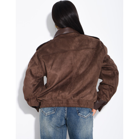 Jacke aus Wildlederimitat und Kunstleder