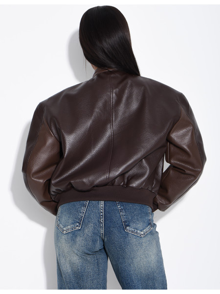 Two-tone faux leather jacket