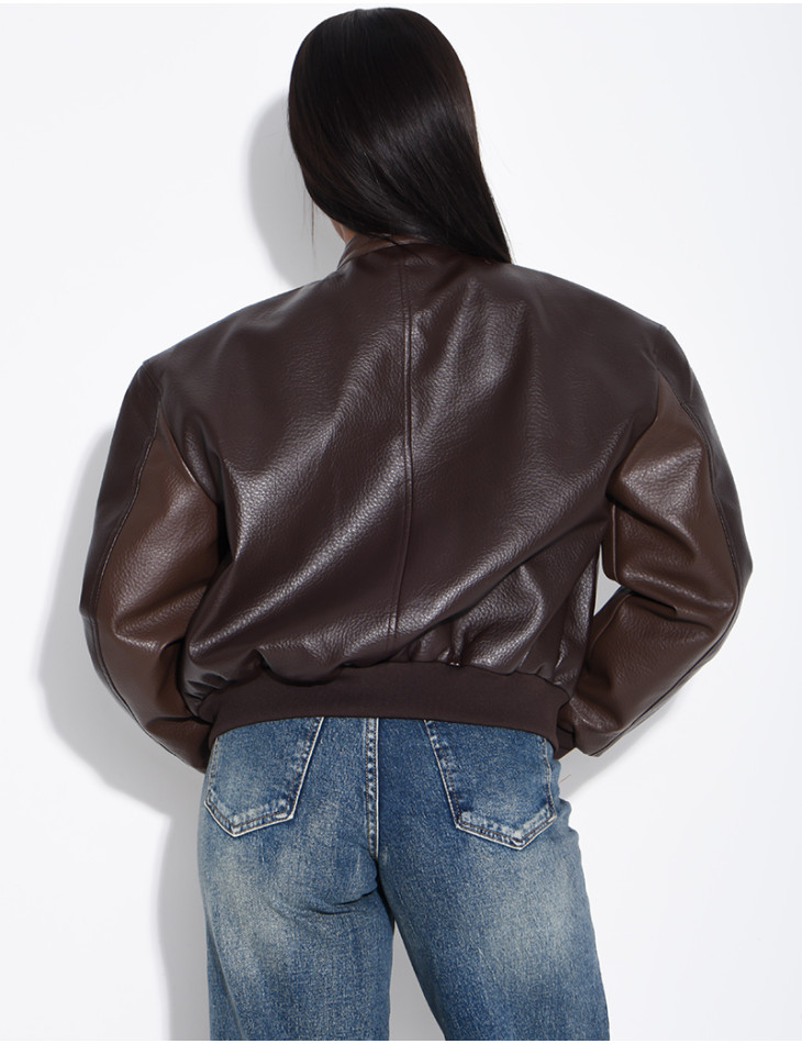 Two-tone faux leather jacket