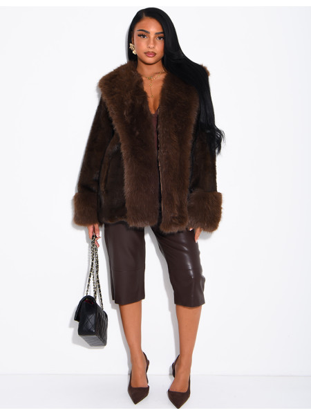 Soft faux fur cropped jacket