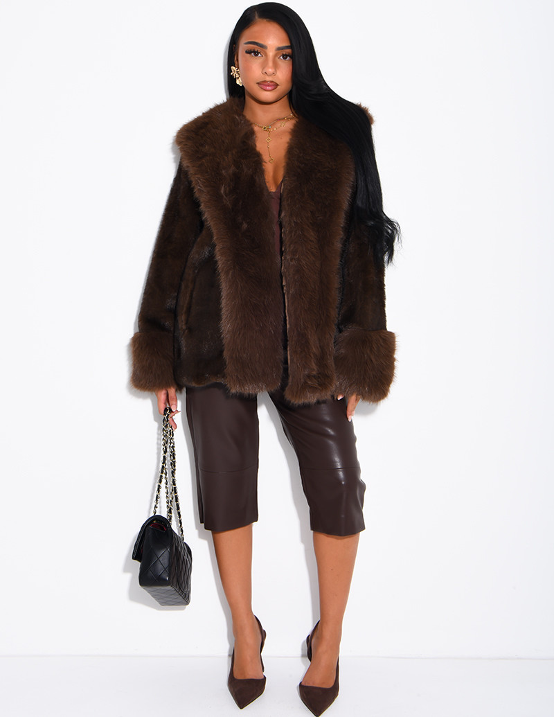 Soft faux fur cropped jacket