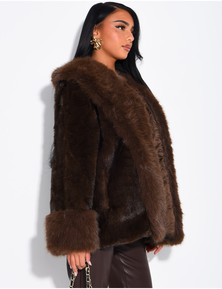 Soft faux fur cropped jacket