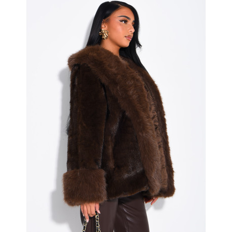 Soft faux fur cropped jacket