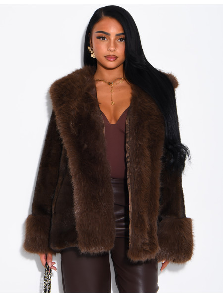 Soft faux fur cropped jacket