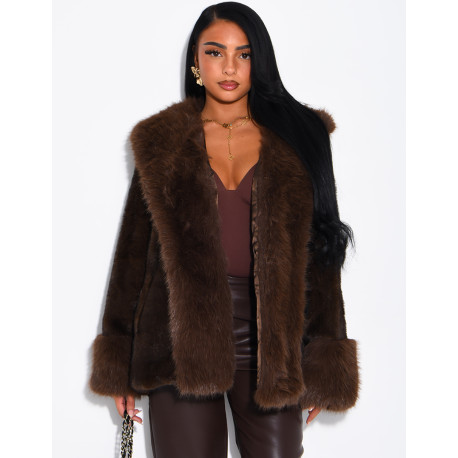 Soft faux fur cropped jacket