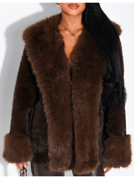 Soft faux fur cropped jacket