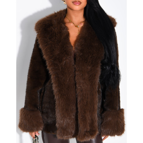 Soft faux fur cropped jacket