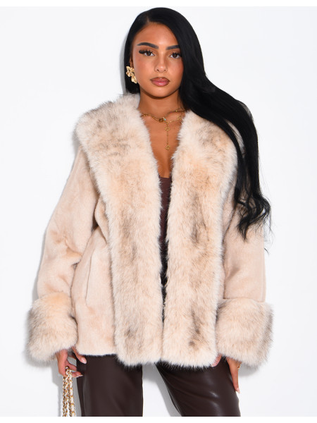 Soft faux fur cropped jacket