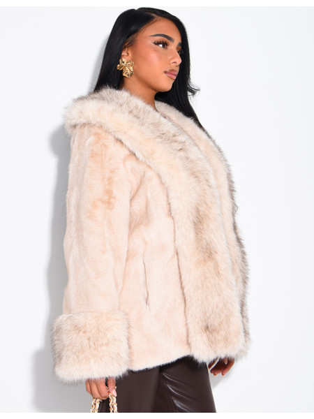 Soft faux fur cropped jacket