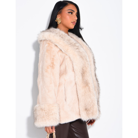 Soft faux fur cropped jacket