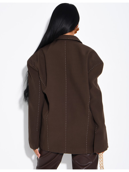 Weit geschnittene Jacke mit Kontrastnähten