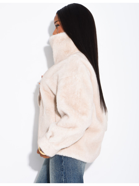 Veste en fausse fourrure premium col montant