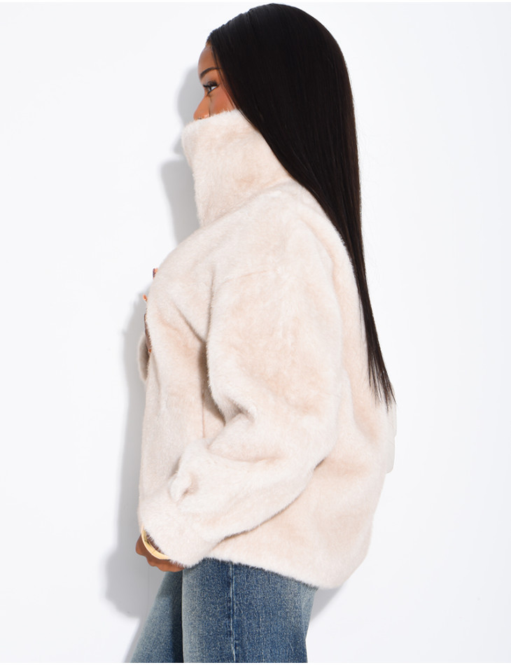 Veste en fausse fourrure premium col montant