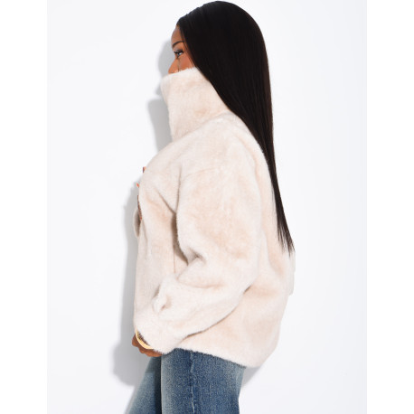 Veste en fausse fourrure premium col montant