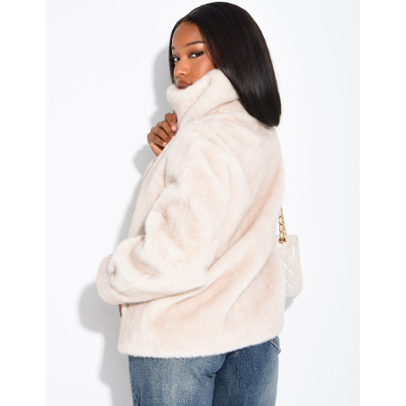 Veste en fausse fourrure premium col montant