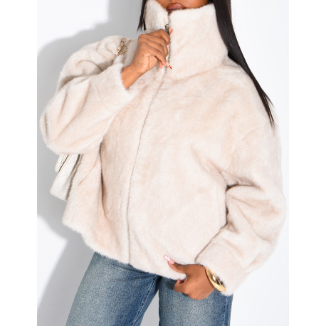 Veste en fausse fourrure premium col montant
