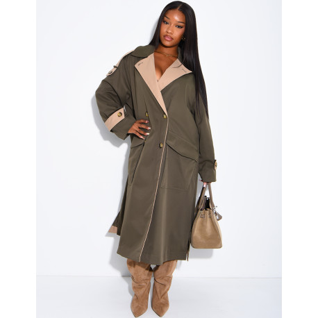 Trench long et oversize bicouleur