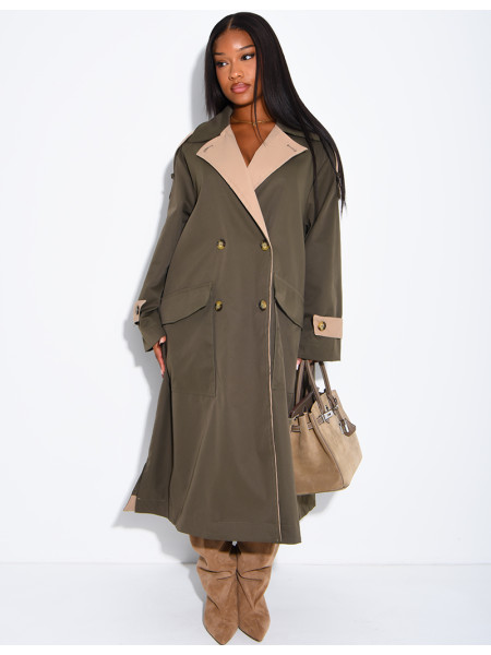Trench long et oversize bicouleur