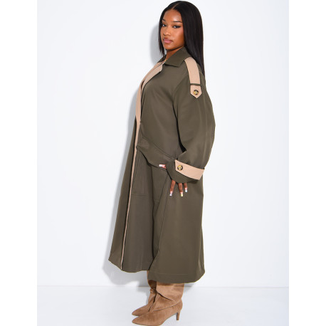 Trench long et oversize bicouleur