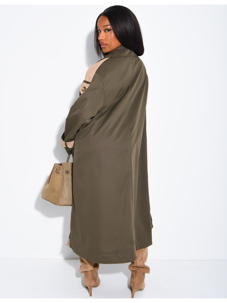 Trench long et oversize bicouleur