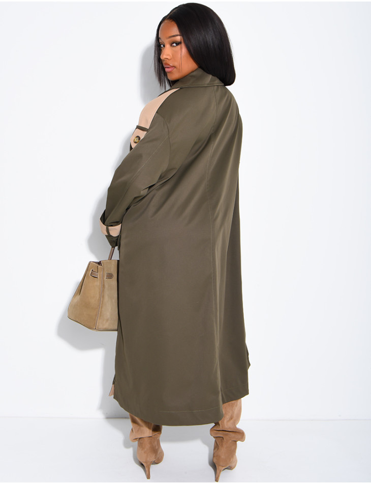 Trench long et oversize bicouleur