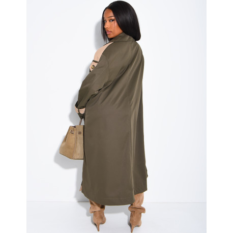 Trench long et oversize bicouleur