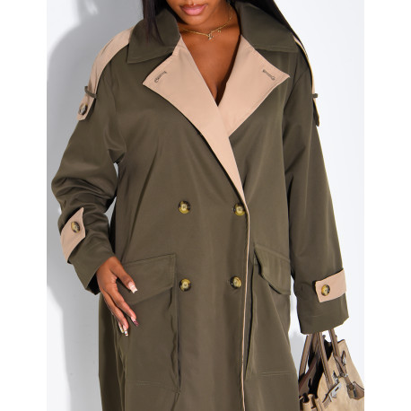 Trench long et oversize bicouleur