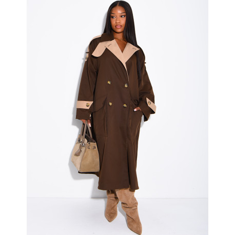 Trench long et oversize bicouleur