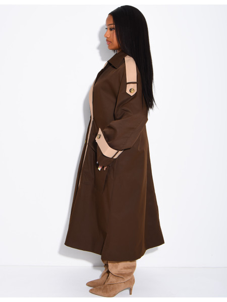 Trench long et oversize bicouleur