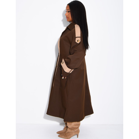Trench long et oversize bicouleur