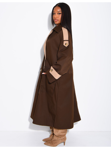 Trench long et oversize bicouleur