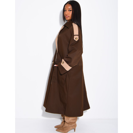 Trench long et oversize bicouleur