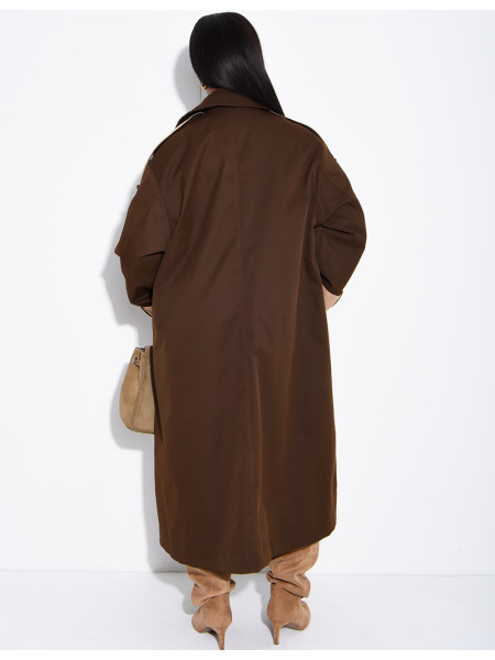 Trench long et oversize bicouleur