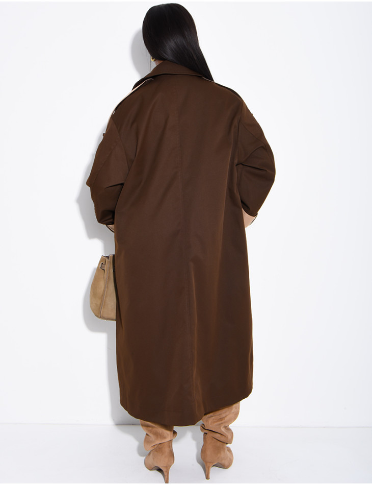 Trench long et oversize bicouleur