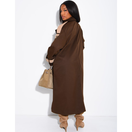 Trench long et oversize bicouleur