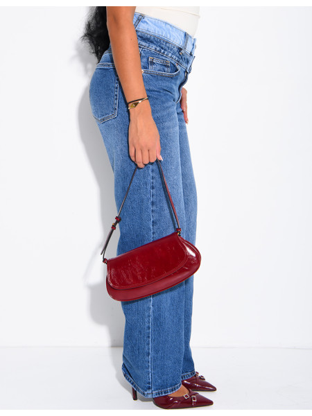 Jeans wide leg délavé à double boutonnière
