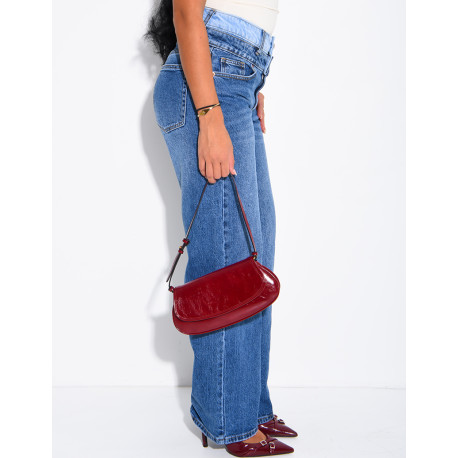 Jeans wide leg délavé à double boutonnière