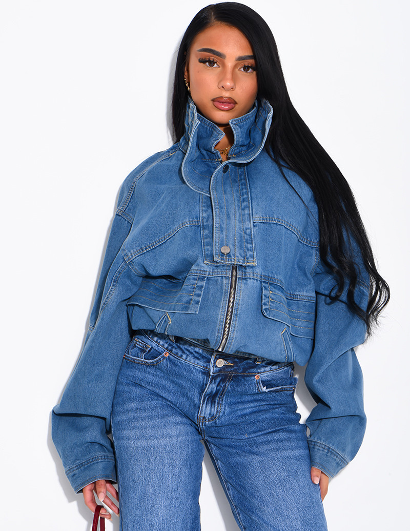 Oversize-Jeansjacke mit...