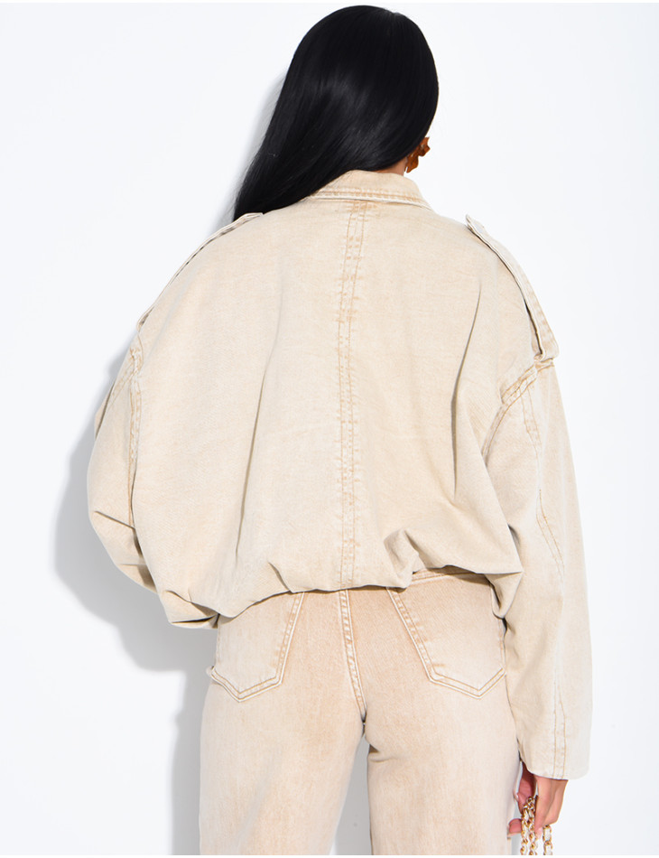 Short, balloon-style denim jacket