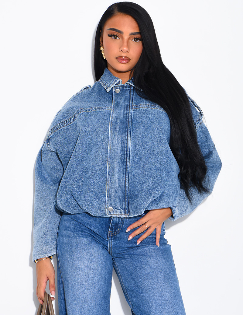 Veste courte en jeans effet...